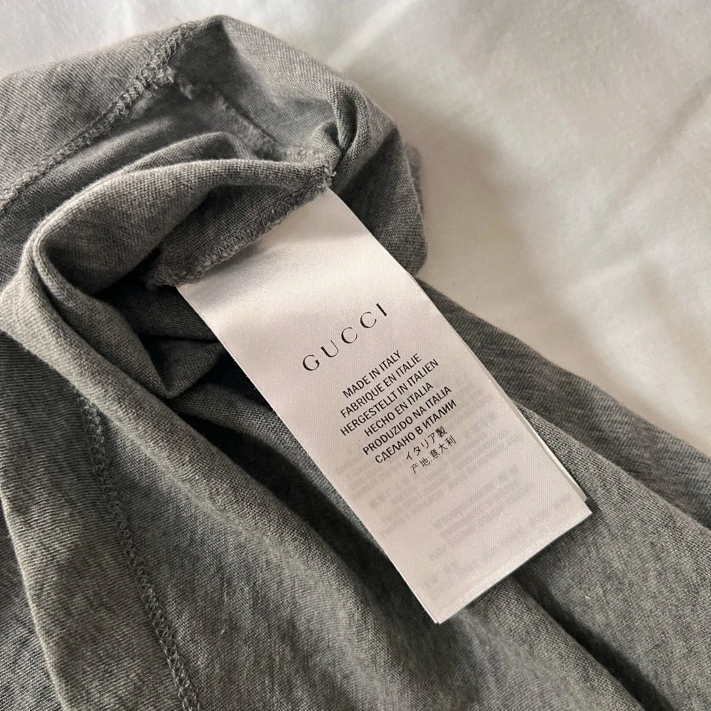 Gucci Gray Crewneck T-Shirt with Gold Crest